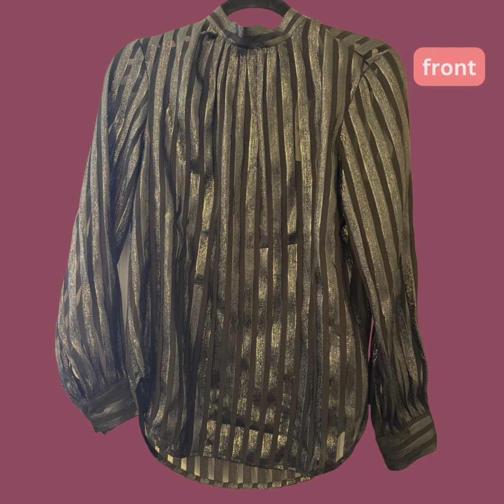 ⭐️ J. Crew Metallic Chiffon Mock Neck Blouse